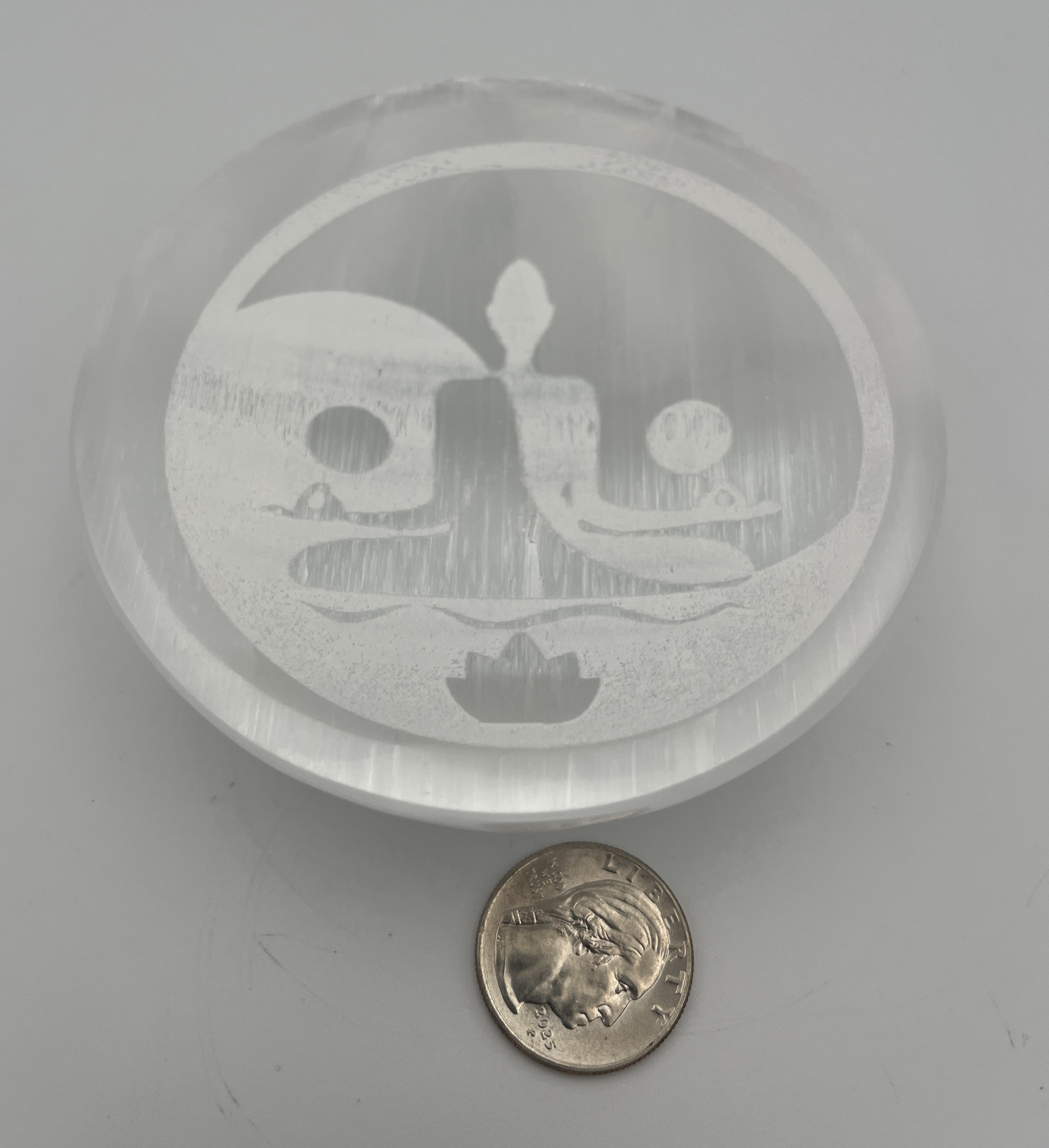 10cm Selenite Etched Round Meditation Bowl
