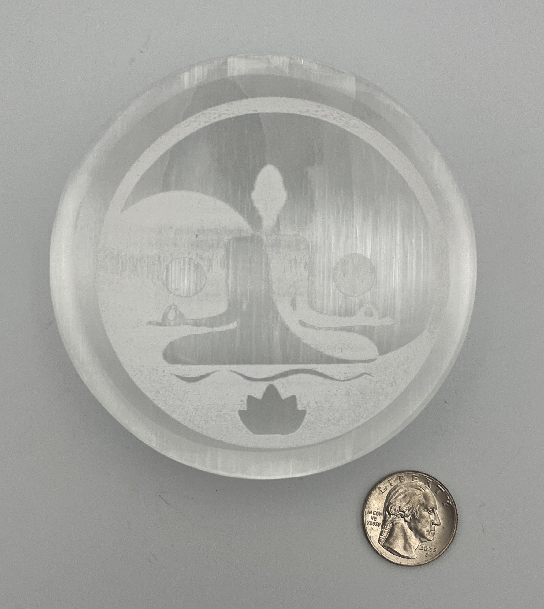 10cm Selenite Etched Round Meditation Bowl