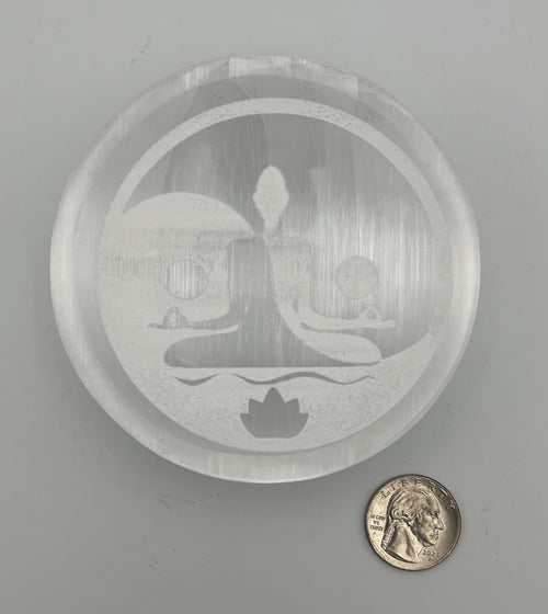 10cm Selenite Etched Round Meditation Bowl