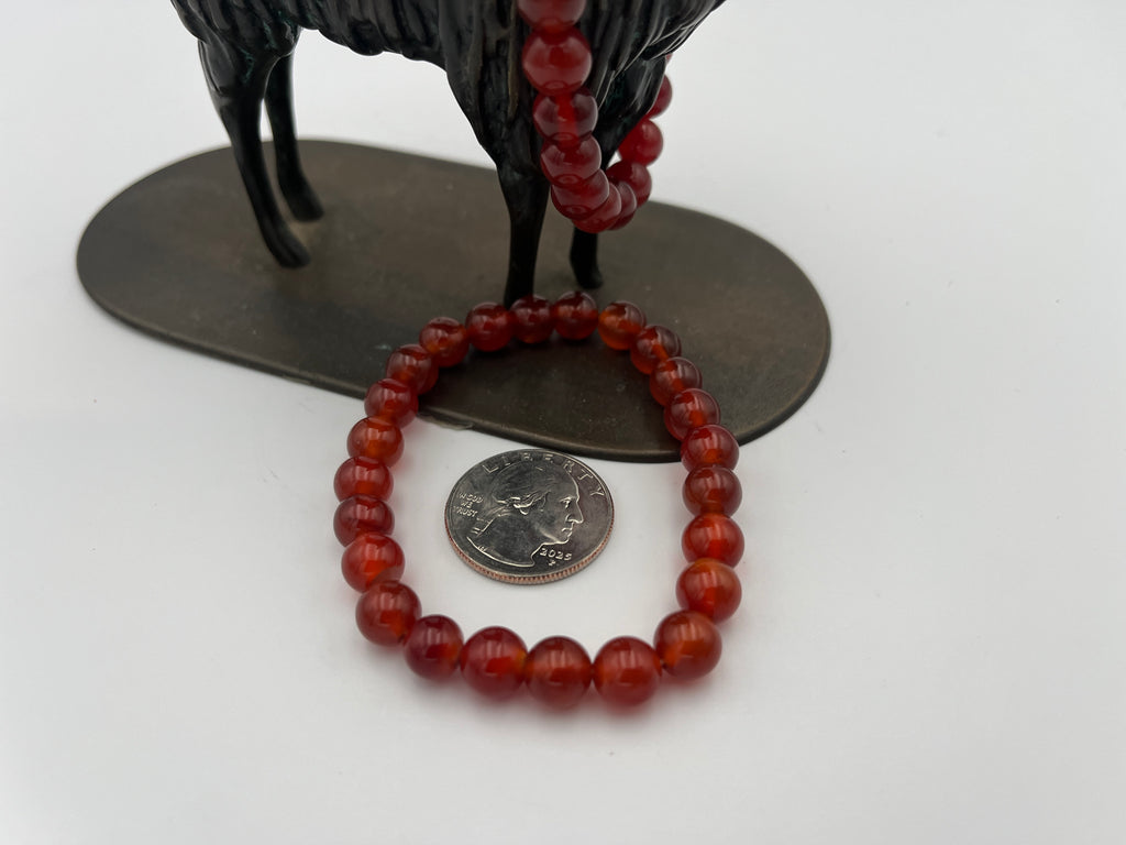 8mm Gemstone Bead Bracelets - Red Agate