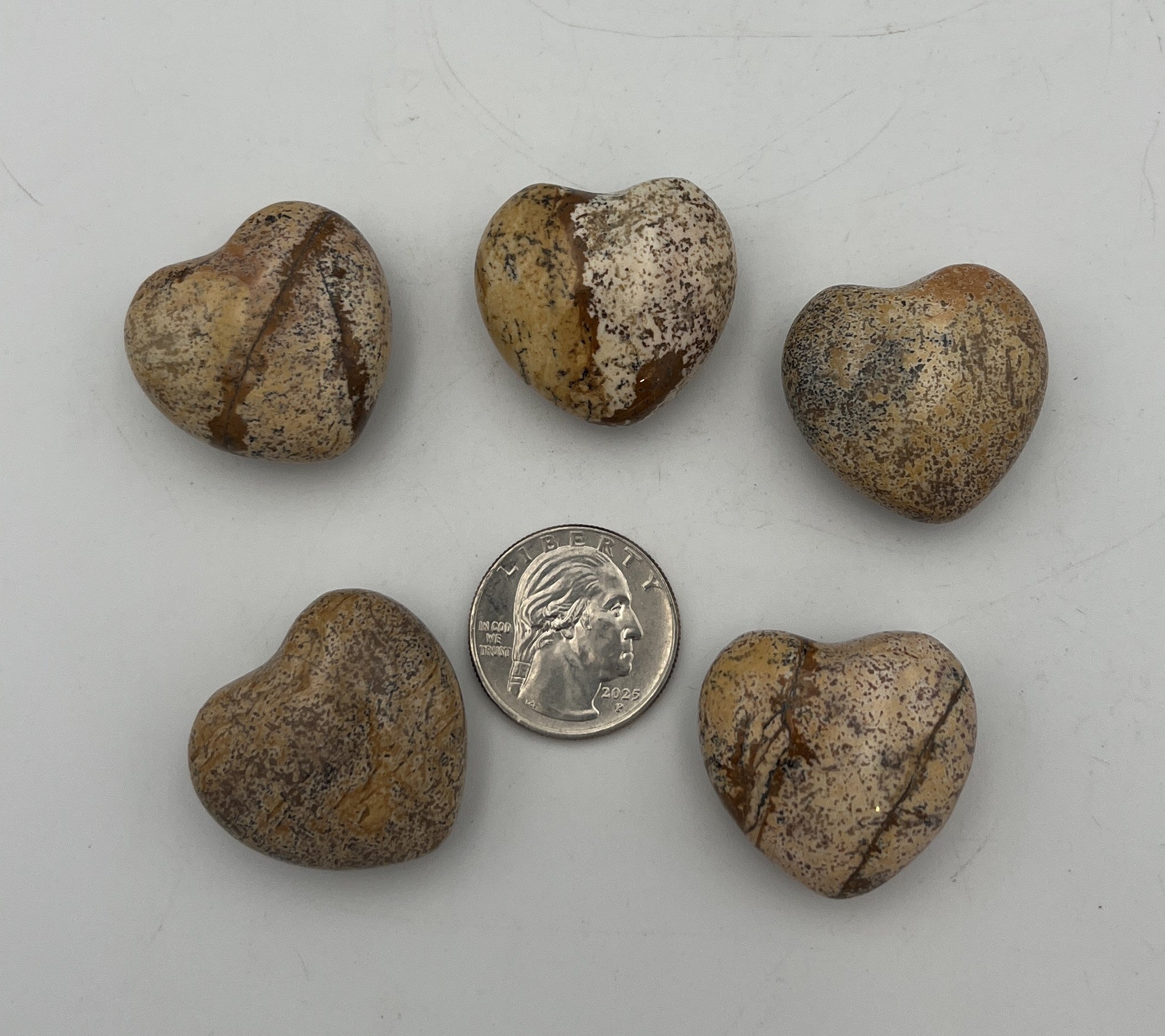 30mm Pocket Hearts - Picture Jasper