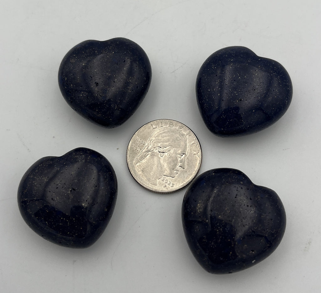 30mm Pocket Hearts - Blue Goldstone
