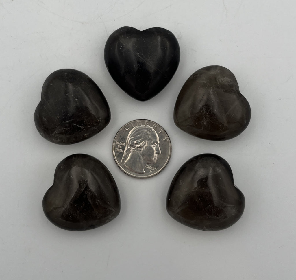 30mm Pocket Hearts - Smoky Quartz