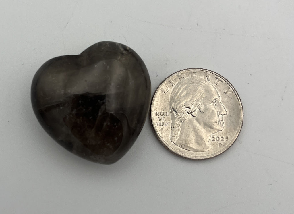 30mm Pocket Hearts - Smoky Quartz
