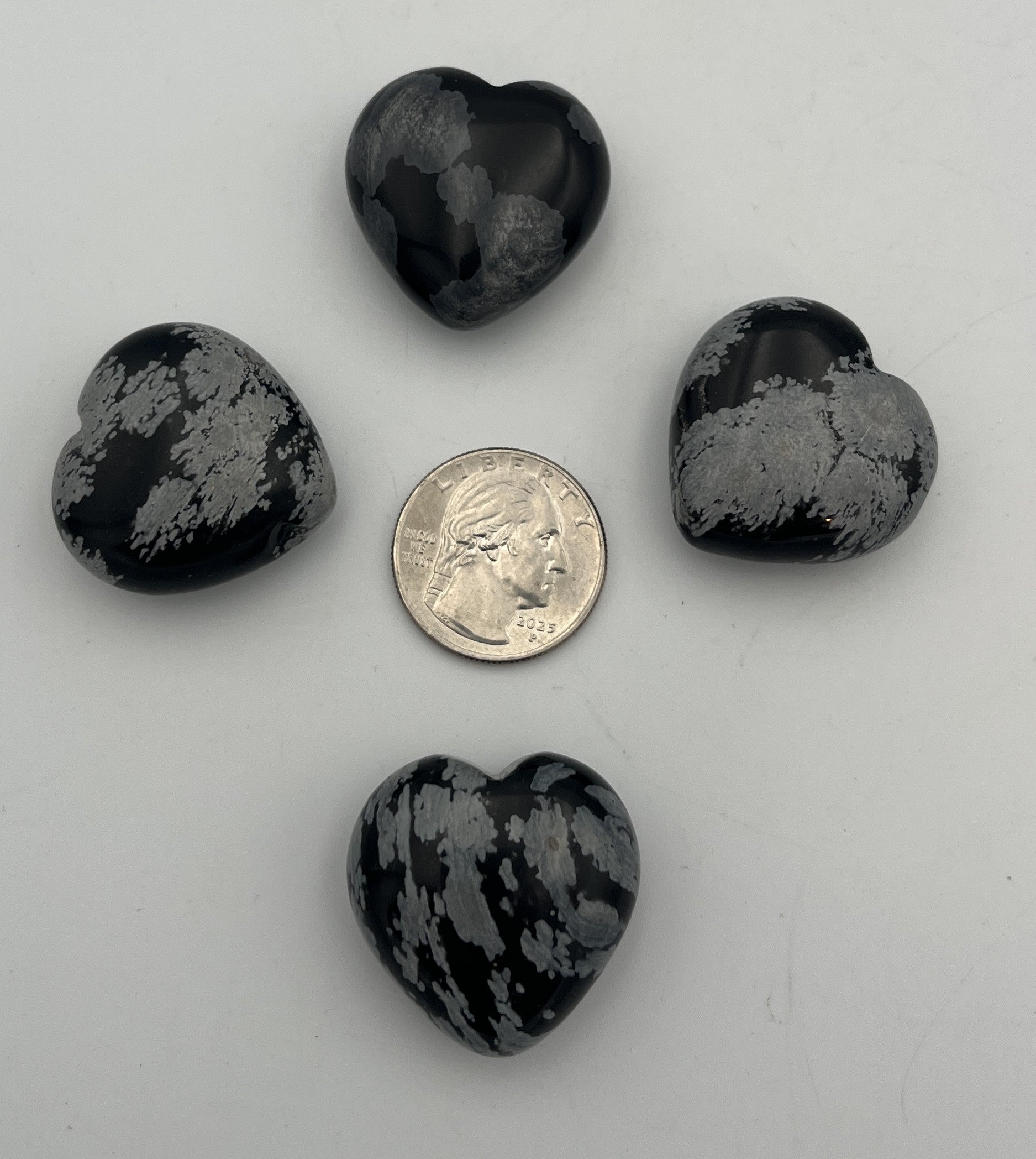 30mm Pocket Hearts - Snowflake Obsidian