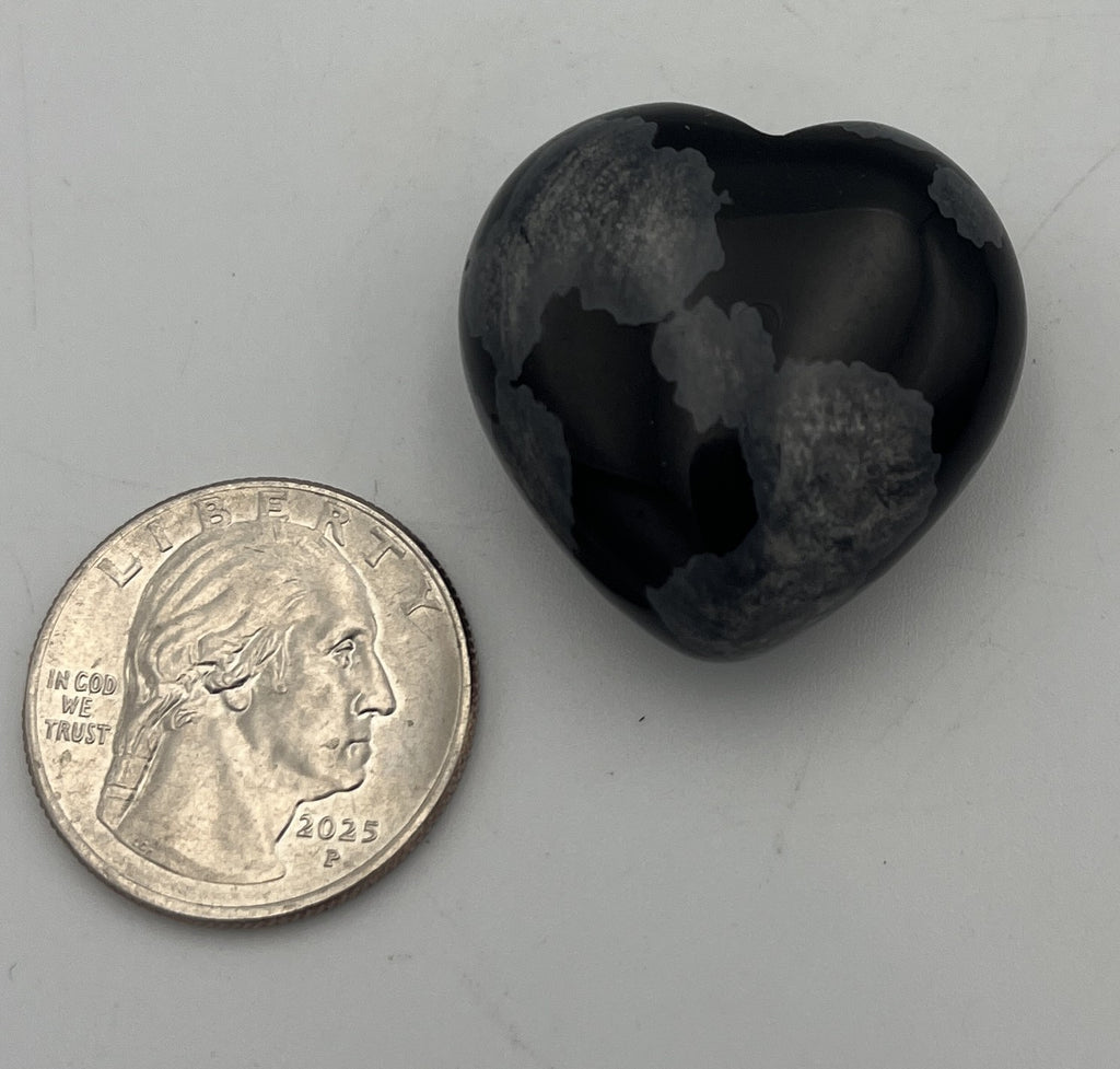 30mm Pocket Hearts - Snowflake Obsidian