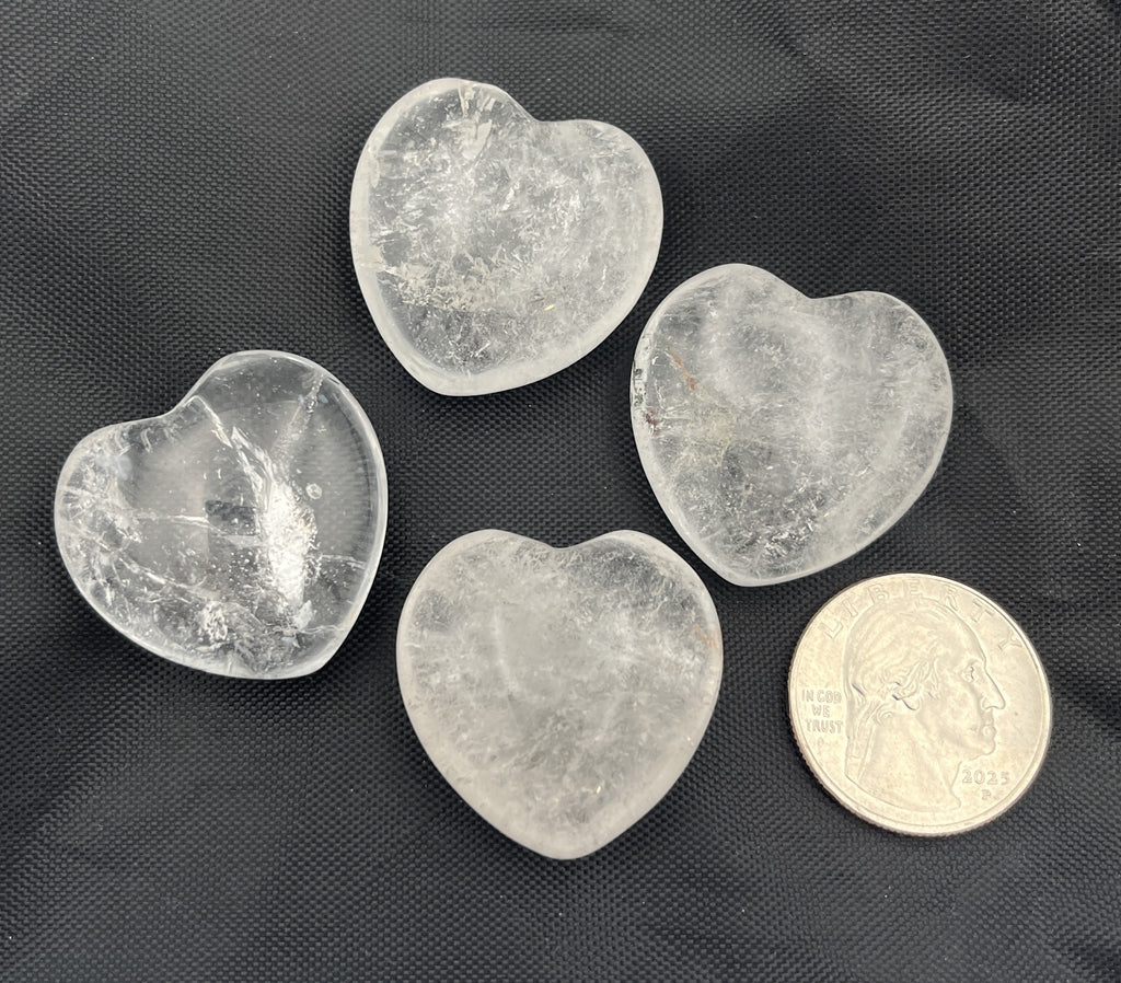 30mm Pocket Hearts - Clear Quartz