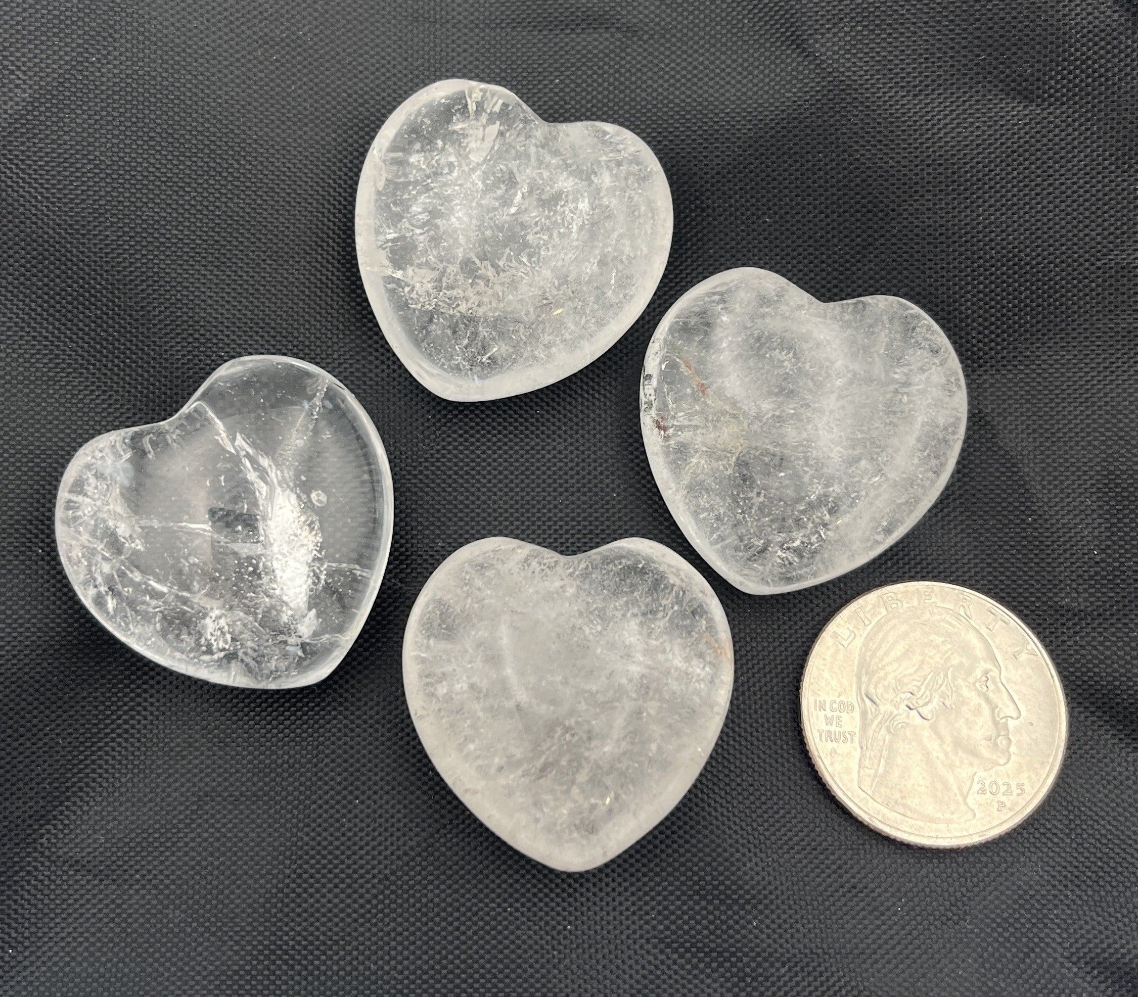 30mm Pocket Hearts - Clear Quartz