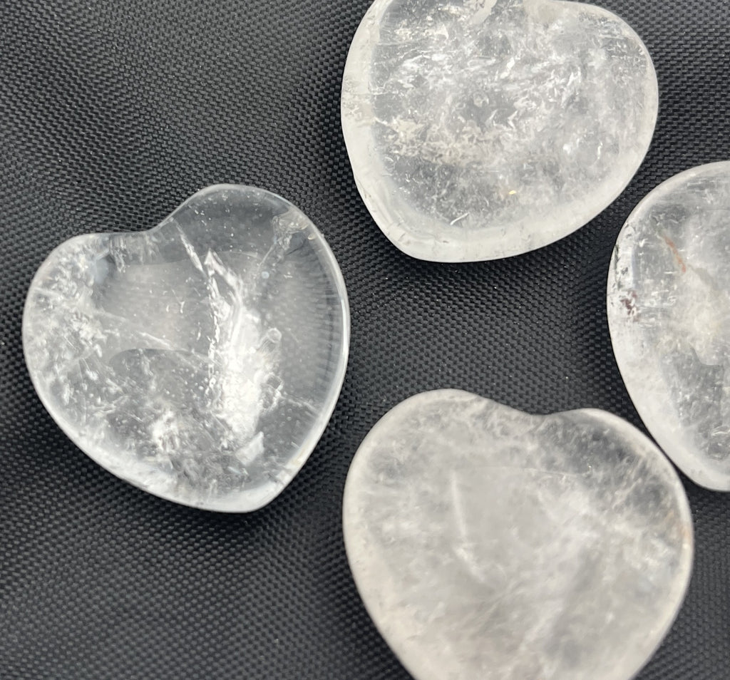 30mm Pocket Hearts - Clear Quartz