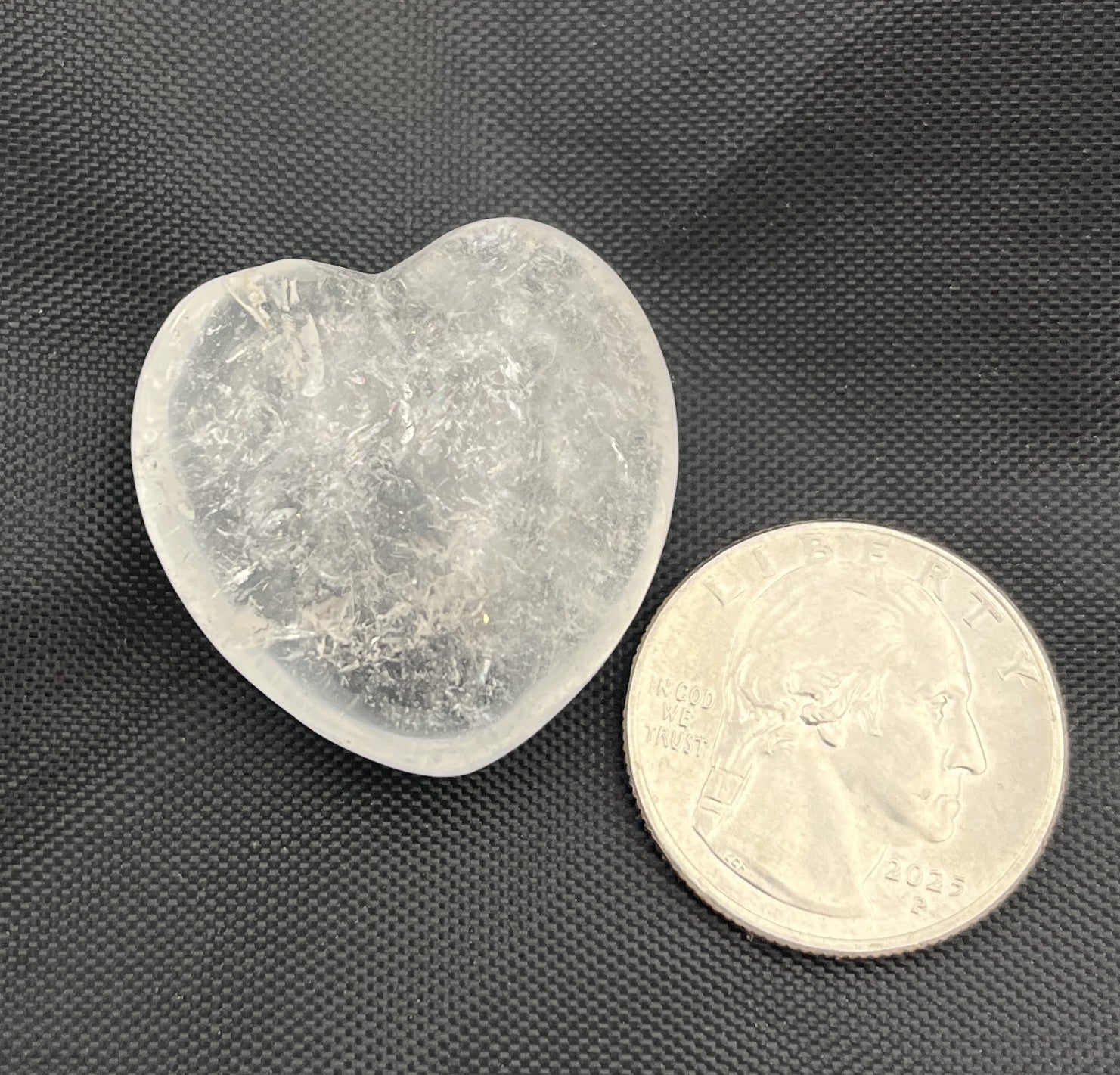 30mm Pocket Hearts - Clear Quartz
