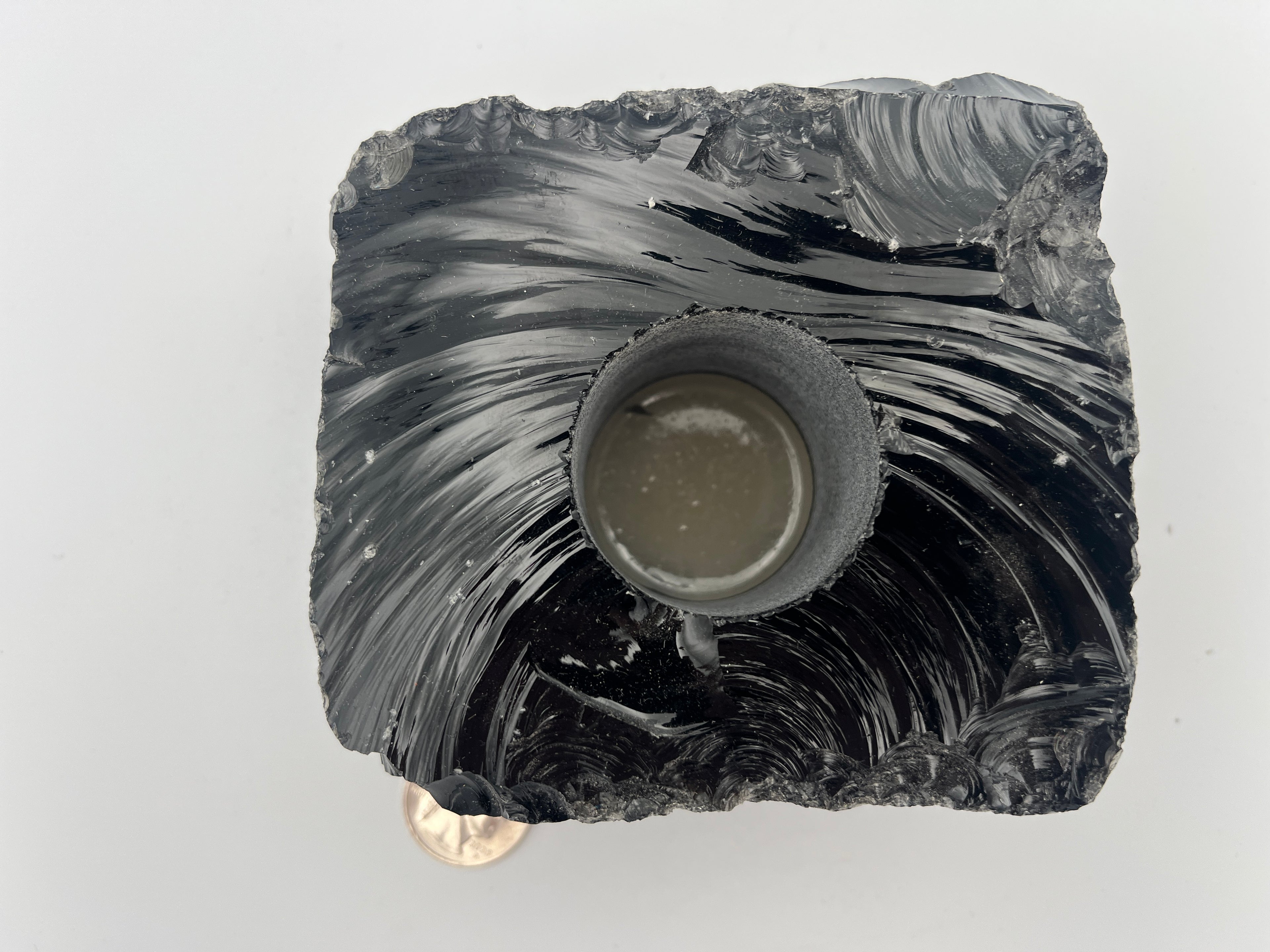 Rough Black Obsidian Candleholder