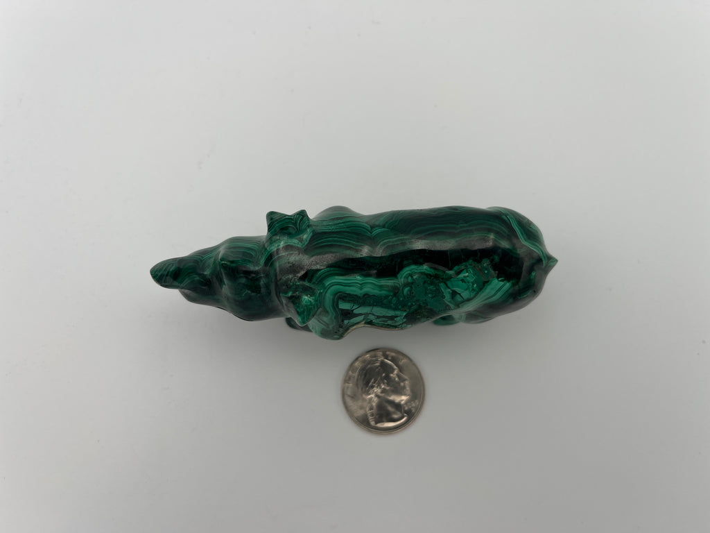 Malachite Crystal Rhinoceros Figurine | Ethically Sourced | One-of-a-Kind