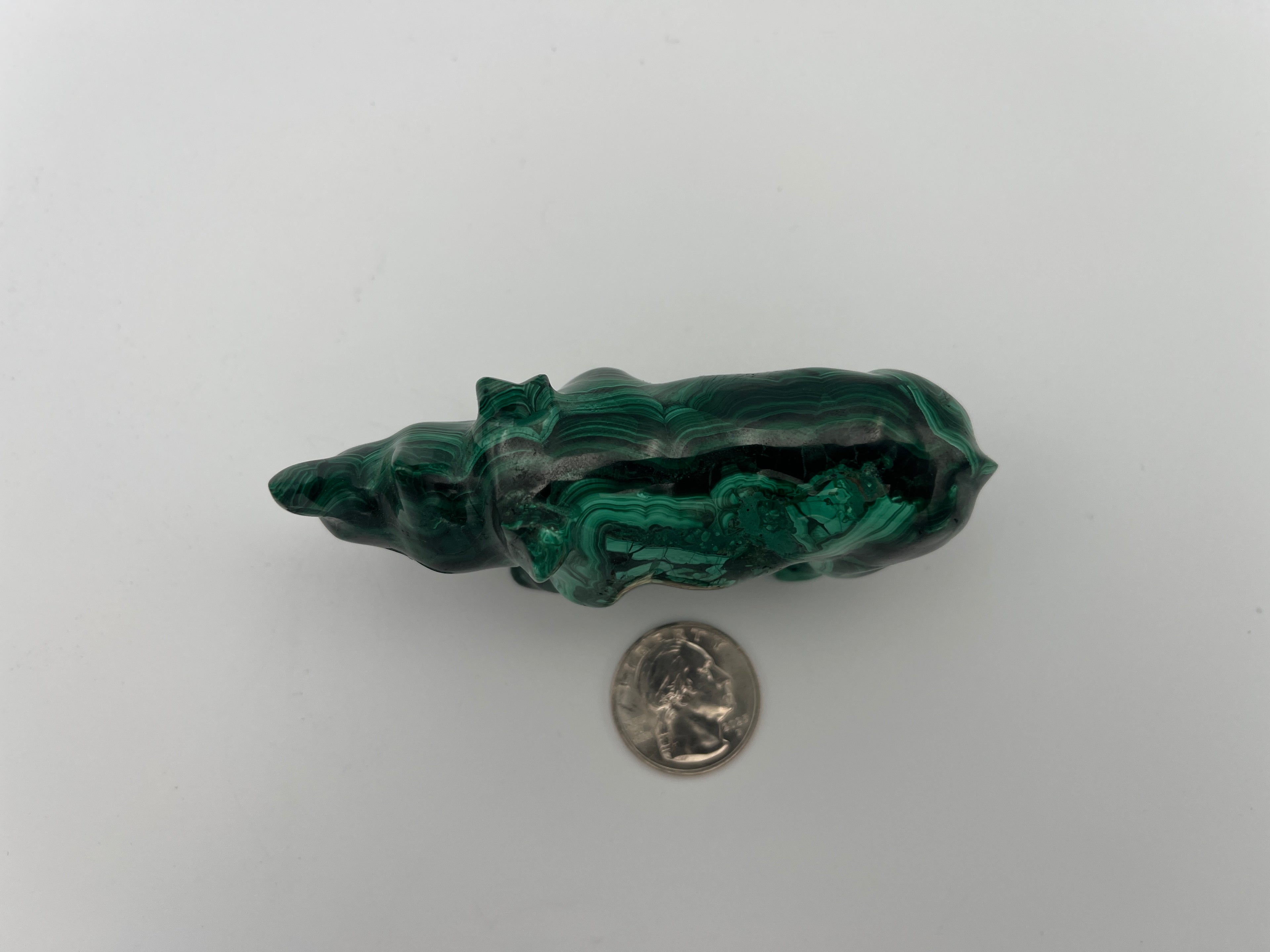 Malachite Crystal Rhinoceros Figurine | Ethically Sourced | One-of-a-Kind