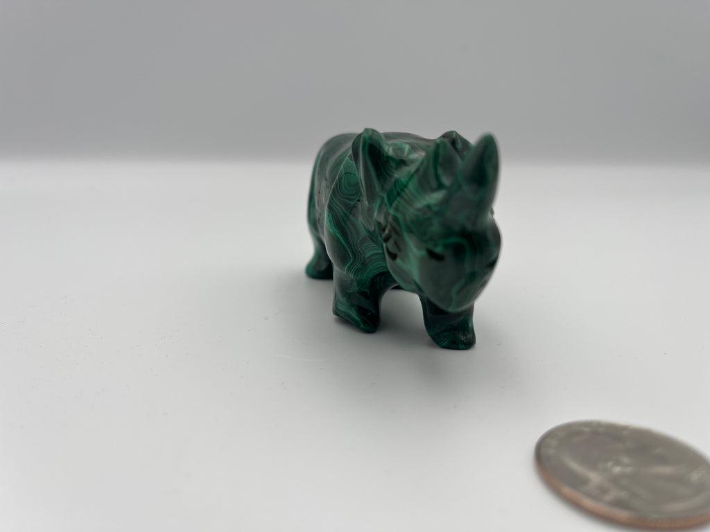 Malachite Crystal Rhinoceros Figurine | Ethically Sourced | One-of-a-Kind