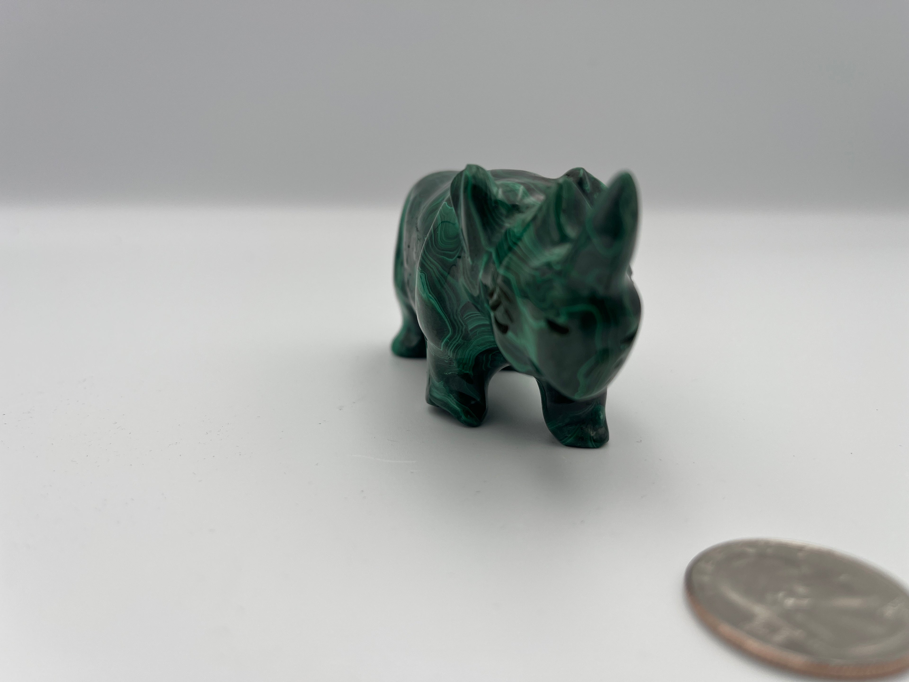Malachite Crystal Rhinoceros Figurine | Ethically Sourced | One-of-a-Kind